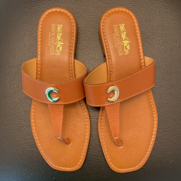 Coach and Four Tan Leather Sandals Size 6 - Picture 3 of 4